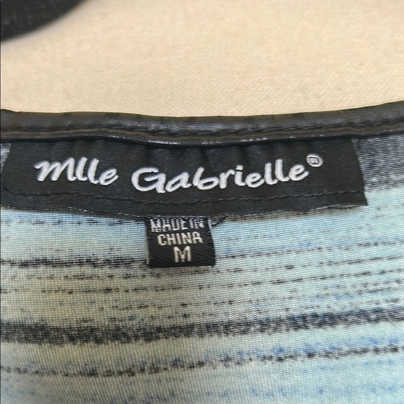 Mlle Gabrielle Blue and Brown Sheath Dress with Ruched Wrap Design - Picture 4 of 6